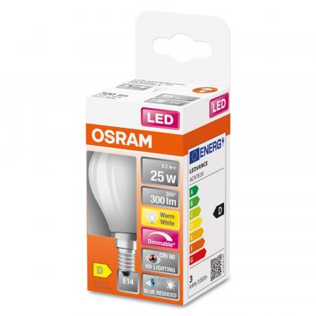 6er Set OSRAM E14 SUPERSTAR+ CLASSIC LED Tropfenlampe dimmbar 2,2W wie 25W 2700K warmweißes Licht matt hervorragende Farbwiedergabe von CRI > 90